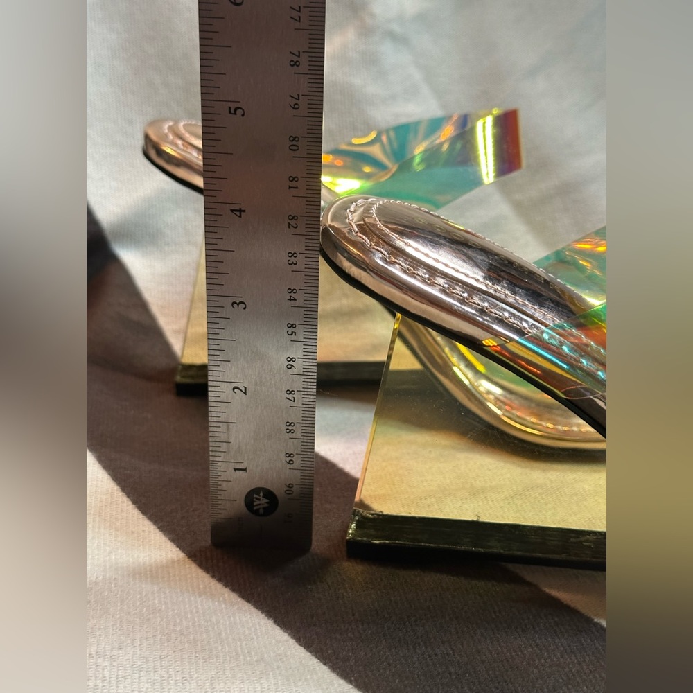 GOOD AMERICAN WOMEN’S Cinder-F*cking-rella Metallic Rainbow Wedge Sandals - Picture 8 of 8